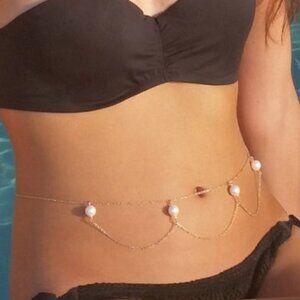 Body belly waist chain bikini pearl jewelry